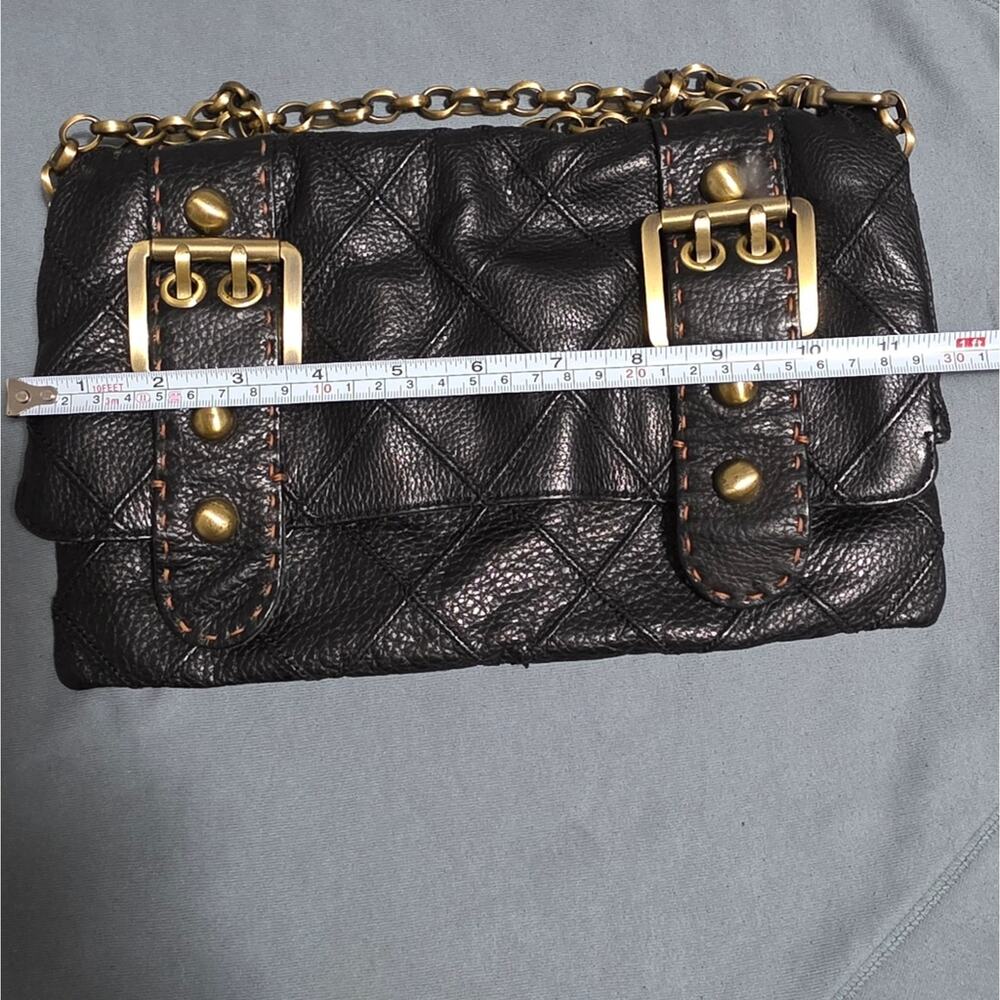 Carla Mancini Chic Black Leather Clutch with Gold Accents - Picture 6 of 8